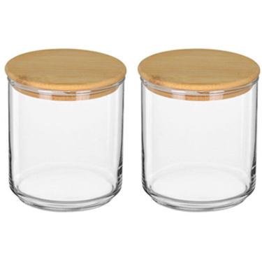 Imagem de KIT 2 POTE MANTIMENTOS HOME&CO COM TAMPA PORTA ALIMENTOS TAMPA BAMBU VIDRO 500ml 10x10x10