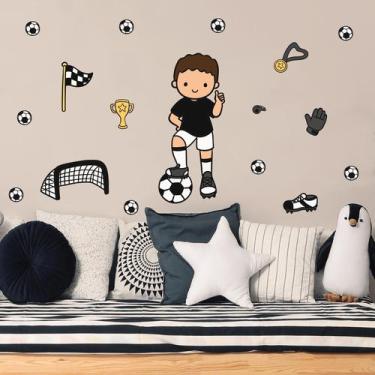Imagem de Adesivo de Parede Infantil Menino Futebol Copa do Mundo - QDrop
