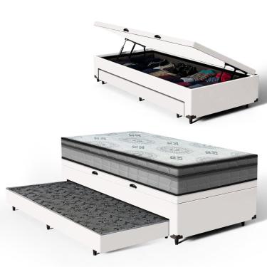 Imagem de Cama Box Baú com Colchão Espuma D33 Pillow In Anjos Ortosleep + Auxiliar Unique Solteir...