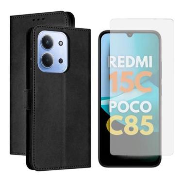 Imagem de Capa Carteira Capa Estojo Flip Para Motorola Redmi 15C / Poco C85 Kit 