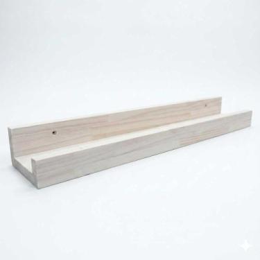 Imagem de Prateleira de Parede Tipo Calha 60cm em Madeira Pinus Branco - ArtFact