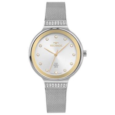 Imagem de Relógio Technos Slim Feminino GL32BA/1K Prata Dourado GL32