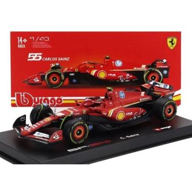 Imagem de Carrinho Miniatura F1 2024 Ferrari SF-24 com Piloto Sainz 55 1/43 - Bu