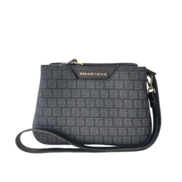 Imagem de Bolsa transversal detalhe monograma smartbag emborrachado e couro, Pre