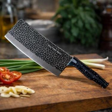 Imagem de Cutelo Inox Cleaver Lamina Larga Desossar Carne Osso Churrasco Faca Af