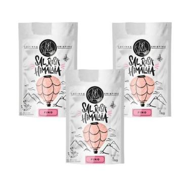 Imagem de Kit 3 Sal Rosa Do Himalaia Iodado Fino Br Spices Sachê 250g