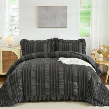 Imagem de Conjunto de edredom WONGS BEDDING cinza escuro Boho King Size 3 peças