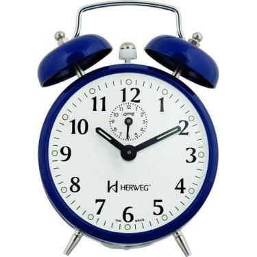 Imagem de Relógio Despertador Analógico Herweg - 2208 011 Azul, Azul