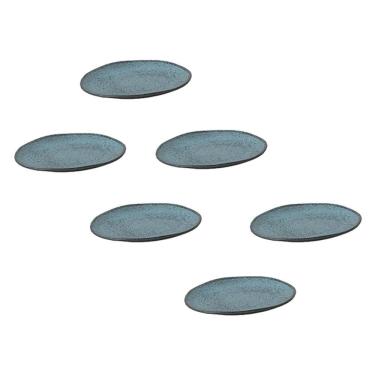 Imagem de Conjunto de Pratos de Sobremesa Night Sky Stoneware Artesanal Esmalte Reagente 6 Peças Azul Porto Brasil