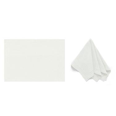 Imagem de Kit de Mesa Posta Indian Duoo 2 Lugares com Jogo Americano e Guardanapo Off White Copa & Cia