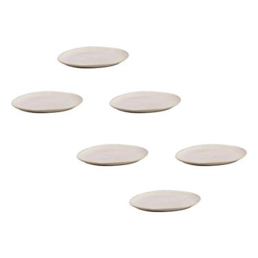 Imagem de Conjunto de Pratos de Sobremesa Ovais Orgânico Latte Stoneware Artesanal Esmalte Reagente Off White Porto Brasil