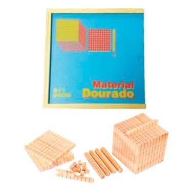 Imagem de Brinquedo Educativo Material Dourado 611 Peças de Madeira para Matemática Sonho de Criança