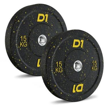 Imagem de Par Anilhas 15kg Olímpicas D1fitness Bumper Hi-temp Academia