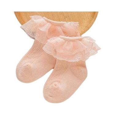 Imagem de Meias De Algodão Para Bebê Menina Com Renda E Babados, Estilo Princesa