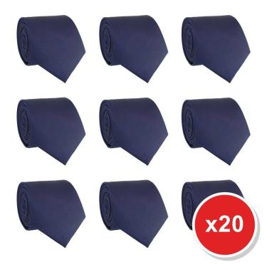 Imagem de Kit 20 Gravatas Masculina Social Slim Premium Tons de Azul Lisa Elegante Padrinhos Formatura Trabalho