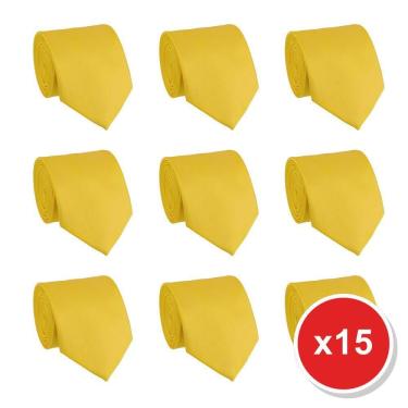 Imagem de Kit 15 Gravatas Social Tons de Amarelo Masculina Slim Lisa Padrinho Casamento Noivo Trabalho Congresso