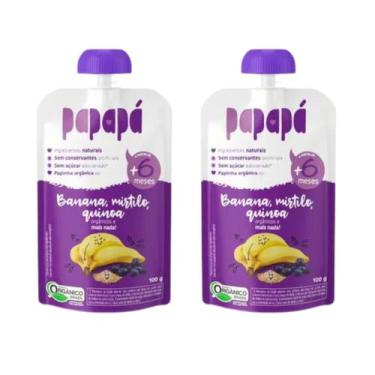 Imagem de Kit 2 Papinha Orgânica Banana, Mirtilo e Quinoa - 100G - Papapá