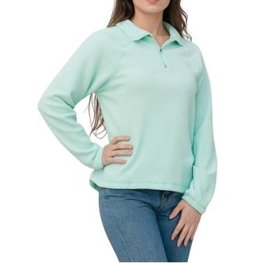 Imagem de Blusão Feminino Verde Claro Fleece Aconchegante Respirável Treino Fitn