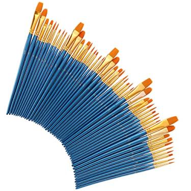 Imagem de Pincel,50 PCS Nylon Pincéis de Cabelo Set Artista Pincel Lote Múltiplas Médias Escovas para Aquarela Guache Pintura A Óleo Grande Arte Fontes de Desenho