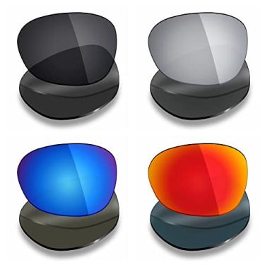Imagem de Lentes de substituição polarizadas para óculos de sol Oakley Pulse da Mryok 4 pares - Preto discreto/Vermelho fogo/Azul gelo/Titânio prata