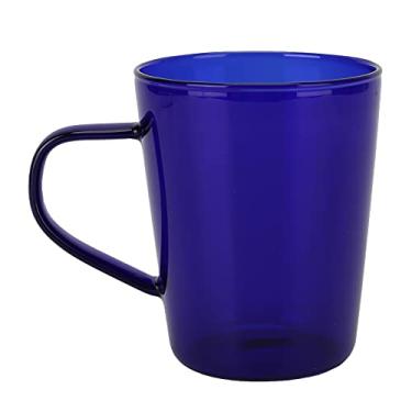 Imagem de Zerodis Copo de leite de 380 ml Caneca de café de vidro de borossilicato alto térmico fácil de limpar caneca de vidro copo de água para cozinhas hotéis cafeterias (azul)