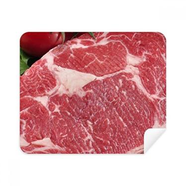 Imagem de Pano de limpeza de textura de carne crua carne vermelha 2 peças de tecido de camurça