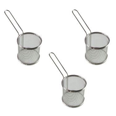 Imagem de Kit 3 Cesta P/ Servir Porções Fritas Frango Salgados Petiscos Restaurante Hamburgueria