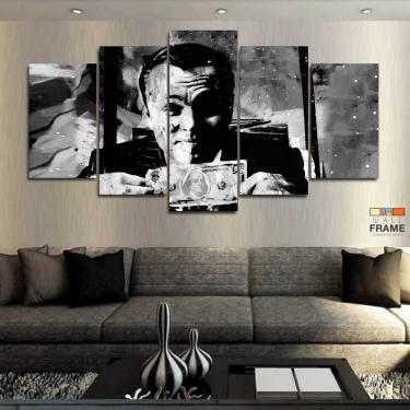 Imagem de Quadro Decorativo Lobo Wall Street Dólar Preto e Branco