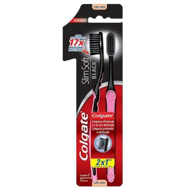 Imagem de Escova Dental Colgate Slim Soft Black Macia Cores Sortidas