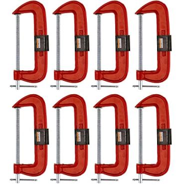 Imagem de Kit 8 Grampos Tipo C Marceneiro Leve 6 Polegadas Starfer