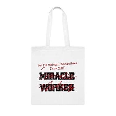 Imagem de Aunt Tote Bags, Aunt Tote Bags, Aunt Tote Bags, Presente para tia de crianças favoritas, da tia Aunt Gifts, Aunt Reusable Bags, Aunt Shoulder Bags, Aunt Miracle Worker Gifts, Branco