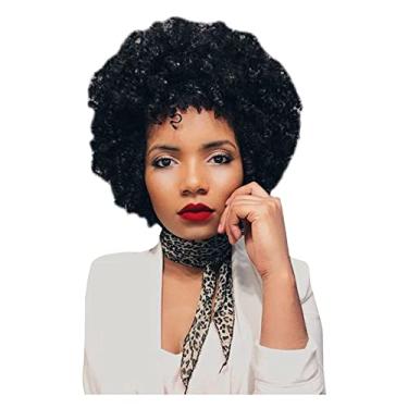 Imagem de Perucas Curtas Cacheado Afro Afro Cacheado para Mulheres Perucas Sintéticas Resistentes ao Calor com Franja