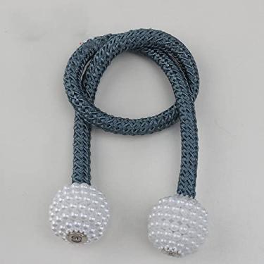Imagem de Cortina Magnética Acessórios Clip Room Suporte de Cortinas de Bola de Pérola Fivela Corda Tieback Decoração de Casa Bola Pendurada Amarração Traseira Retenção, Azul, 2 Peças