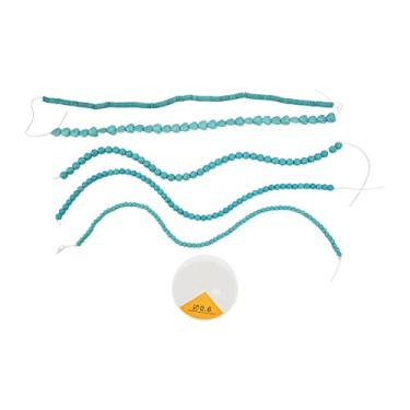 Imagem de Pssopp Colar de pérolas turquesa, 5 peças de contas de pedra sintética turquesa bolas turquesa para fazer joias acessórios DIY