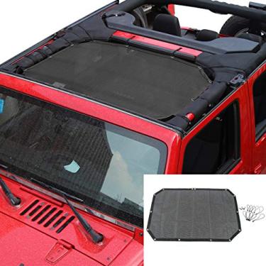 Imagem de RT-TCZ Sunshade Malha superior oferece proteção solar UV para Jeep Wrangler JK JKU 2007-2018 (preto 2 e 4 portas)