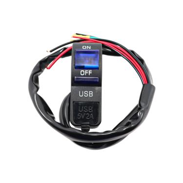 Imagem de Interruptor Botão Lig Deslig On Off Lled Azul Carregador Usb