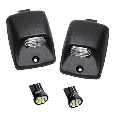 Imagem de Lâmpada de LED para placa de licença Hercoo, lente branca, lâmpadas pretas, caixa traseira de caminhão, compatível com Toyota Tacoma 2002-2013 Tundra Pickup Truck Traseira Step Bumper Reposição de reposição, pacote com 2
