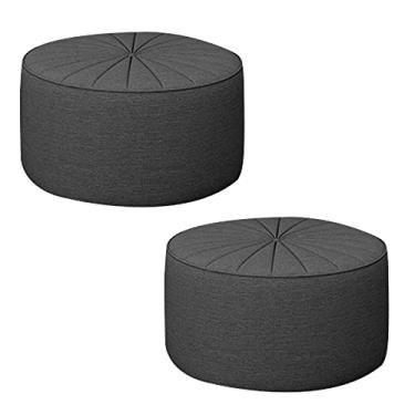 Imagem de Kit 2 Puffs Decorativos Sala De Estar Round Linho Chumbo G45 - Gran Belo