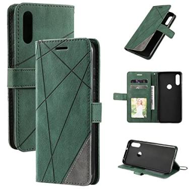 Imagem de Capa carteira para smartphone para Motorola Moto E 2020, capa flip de couro PU com porta-cartões [capa interna de TPU à prova de choque] capa de telefone, capas protetoras flip (cor: verde)