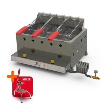 Imagem de Fritador Óleo 1 Cuba 3 Cestos a Gás Alta Pressão 10L PR-30G Progás e Cortador de Legumes