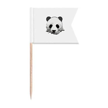 Imagem de Bandeiras de palito de dente com contorno de panda do tesouro nacional da China, marcação de rotulagem para bolo de festa, prato de queijo