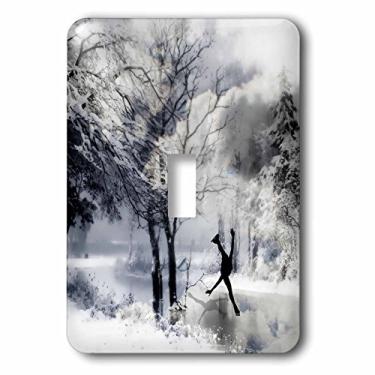 Imagem de 3dRose lsp_164730_1 Capa de interruptor de inverno patinação artística em um lago congelado