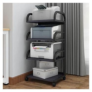 Imagem de KIZQYN Suporte de impressora suporte de mesa para impressora, impressora multifuncional de mesa de 4 níveis copiadora scanner rack de suporte, para casa e escritório, impressora de mesa branca ou preta (cor: cinza)