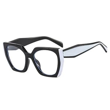 Imagem de Óculos de sol quadrado fashion olho de gato para mulheres vintage preto branco óculos de sol feminino gradiente tons gafas, preto branco claro, tamanho único