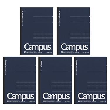 Imagem de Caderno pré-pontilhado Kokuyo Campus A5-pontilhado 6 mm Regra - 30 linhas x 50 folhas - 100 páginas, pacote com 5 azul escuro