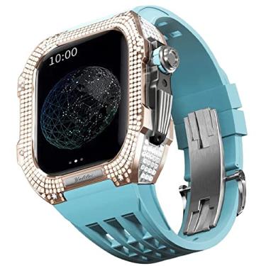 Imagem de TONECY Kit de modificação de relógio, kit de pulseira de relógio de luxo para Apple Watch 8 Ultra 45mm luxo viton pulseira estojo de titânio para Iwatch 7 8 45mm modificação de atualização