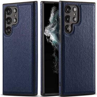 Imagem de Estojo de couro com costura para carro para Samsung Galaxy S22 Ultra S22Plus 5G Capa traseira de luxo Shell Case, azul, para Note 20 Ultra