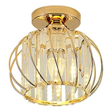 Imagem de FAKEME Lustre de Teto Moderno com Iluminação de Cristal Semi-Embutida, Ouro, 19 cm x 12 cm x 17 cm, para Sala de Estar, Quarto, Sala de Jantar