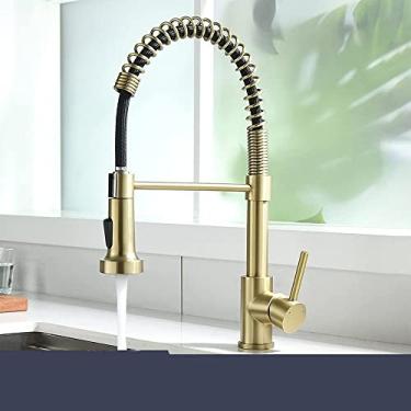 Imagem de Torneiras de cozinha torneiras de latão para pia de cozinha monocomando retrátil mola bico misturadores torneira quente água fria guindaste, D