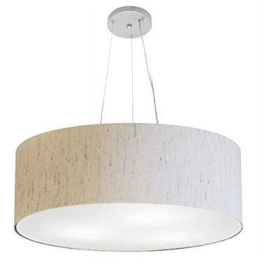 Imagem de Lustre Pendente Cilíndrico Cúpula Tecido 80x30 cm, Vivare Iluminação, Pendente4070 LLA-35, Linho Bege, Gigante
